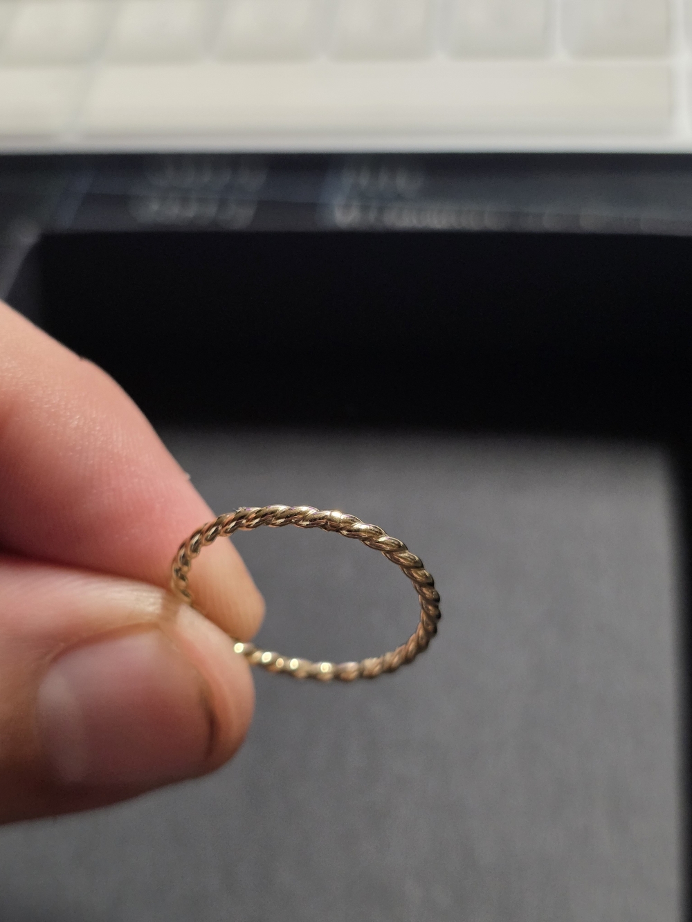 Classic 10K Gold Twisted Rope Stackable Ring - Picture 7 of 7